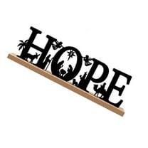 Christmas Indoor Decors Black Metal Nativity Scene Figurine with Wood Base Decoration for Home Table Shelf Ornament