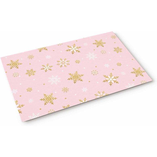 Christmas Indoor Doormat Front Door Mat Winter Gold and White Snowflake