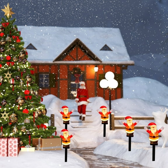 Christmas Indoor Outdoor Decorations Lights 13 Inches Christmas with Santa Claus Garden Solar Light Outdoor Waterproof Suitable for Courtyard Pond Walkway Decoration