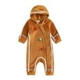 thumbnail image 1 of Christmas Infant Baby Girl Jumpsuit Set 6M 12M 18M 24M 3Y Cartoon Print Flying Sleeve Bodysuit + Bow Headband Xmas Clothes, 1 of 10
