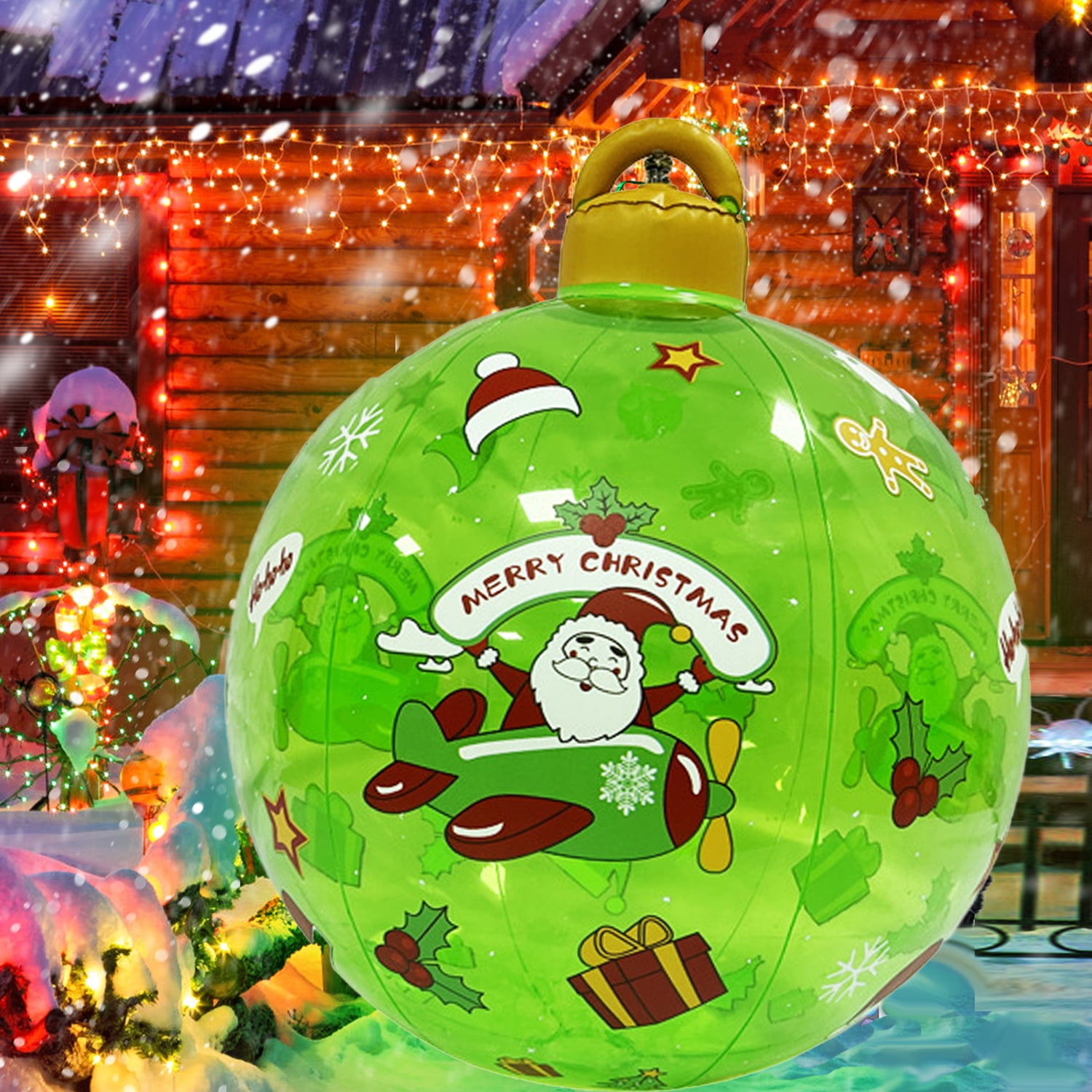Christmas Inflatable Ball, 24 Inch Giant Light up PVC Christmas Ball Blow up Christmas Balls for