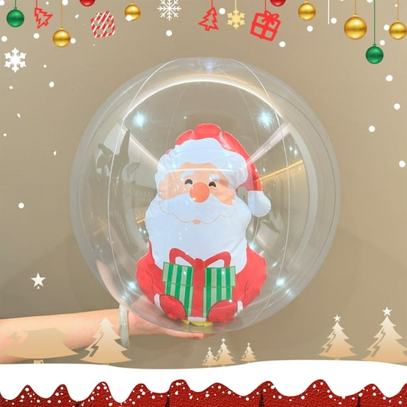 Christmas Inflatable Ball Holiday Decoration Toy for Kids Party Festival Transparent PVC 35cm Durable Outdoor Indoor Fun