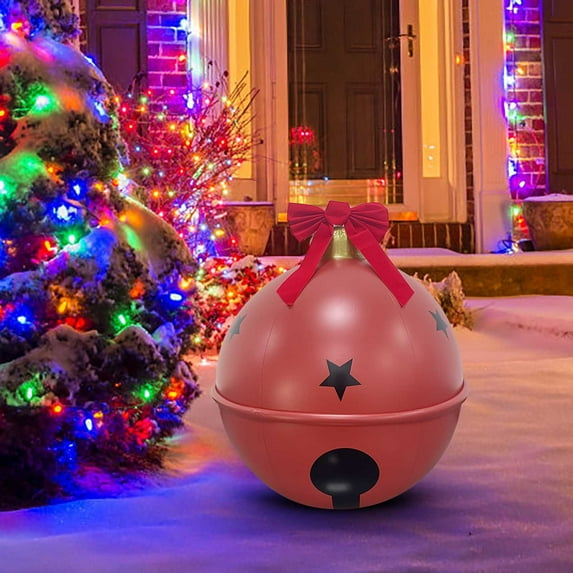Christmas Inflatable Christmas Bell with Bow 24x24 inches Outdoor Decorations Ornament Ball Christmas Decoration for Yard Party Supplies