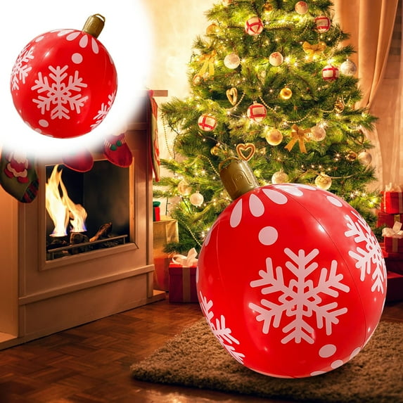 Christmas Inflatable Decoration, Large Red Christmas Ball Ornament for Outdoor Yard, Lawn and Garden Décor, Holiday Party Hanging Props for Xmas Tree, Courtyard, Shopping Mall and Event Decorations