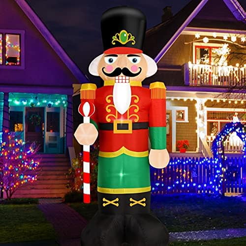 Christmas Inflatable Nutcracker Soldier Yard Decoration Lighted Blow Up Christmas Garden Lawn Decor 8 Feet (Nutcracker-3)$$Garden & Patio