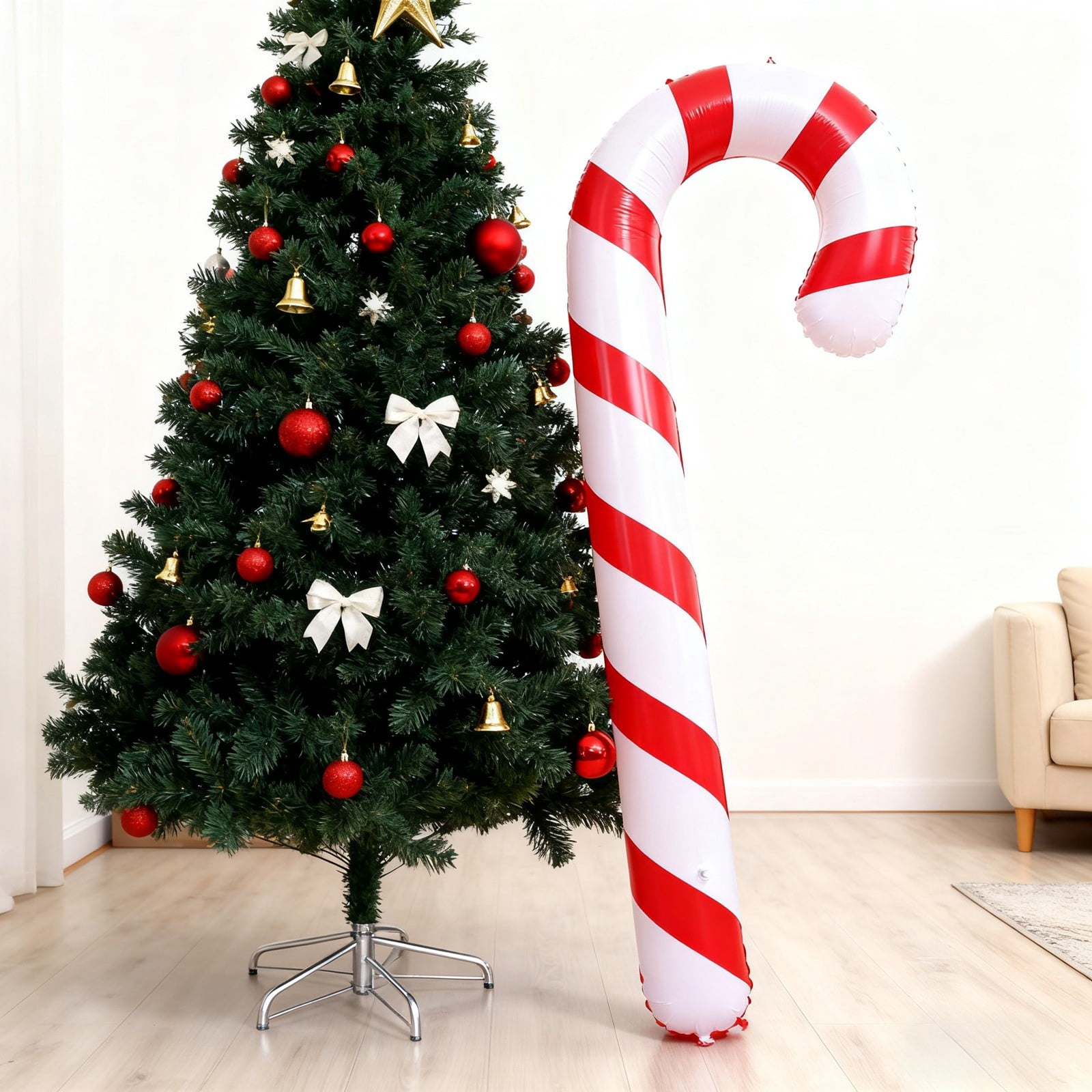 Christmas Inflatable Prop Giant Blow Up Candy Cane Ornament Festive ...