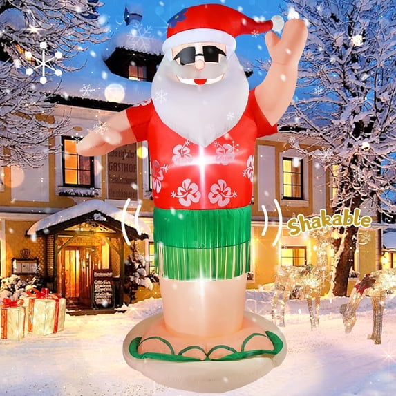 Christmas Inflatable Santa Claus Outdoor Yard Decorations 7ft Blow Up Giant Hawaiian Animated Hula Santa Inflatables Shaking Dance Xmas Blowups Led Lights Outside Lawn Holiday Vacation Decor