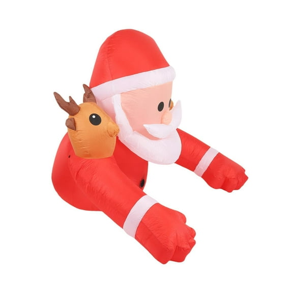 Christmas Inflatable Santa Decoration Reindeer Head Giant Polyester for Lawn Garden Holiday Scene
