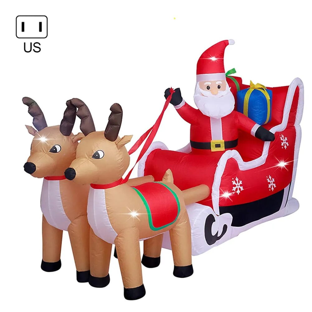 Christmas Inflatable Santa Reindeer Sleigh Outdoor Decor LED Lights ...