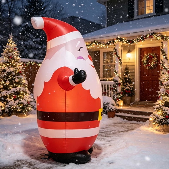 Christmas Inflatable Santa, Wobble Yard Figure, Glowing Holiday Prop, Sturdy Thick and Easy Deflate Storage for Front Lawns, Living Room Corners, and Party Displays.