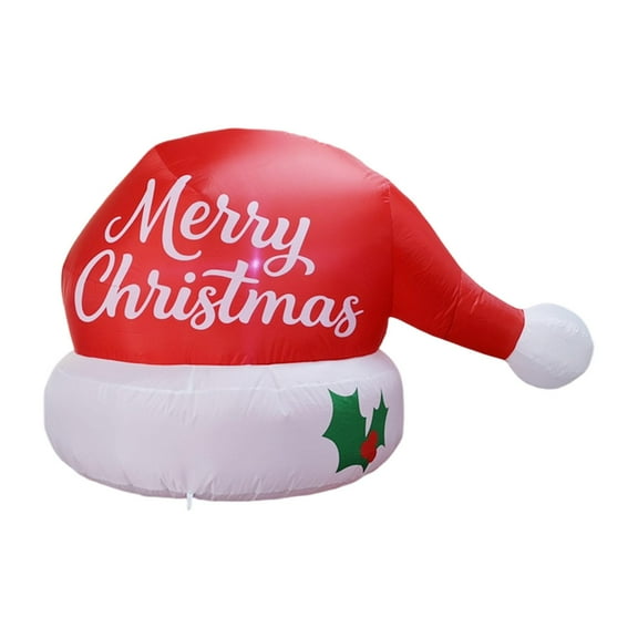 Christmas Inflatables Hat Giant Santa Hat Prop Polyester Material for Outdoor Holiday Event Yard Display Scene