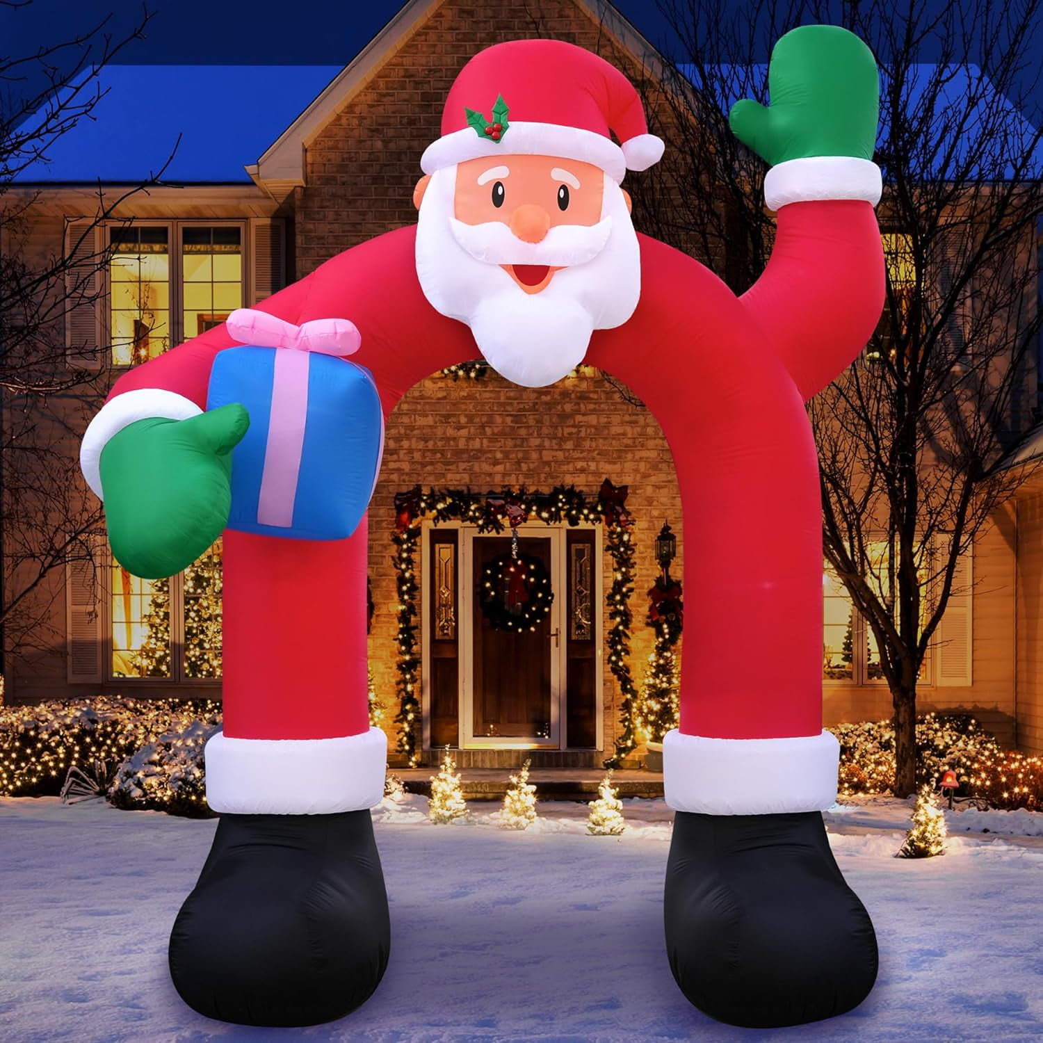 Christmas Inflatables Large 10Ft Tall Santa With Gift Archway