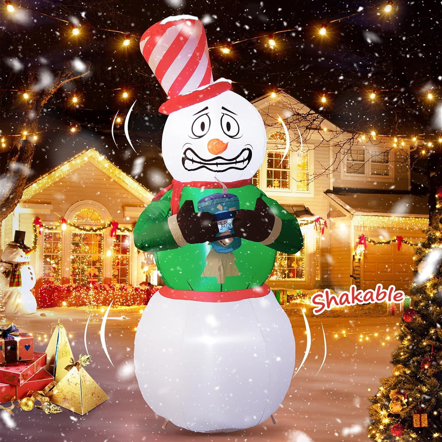 Christmas Inflatables Outdoor Decorations, 6FT Shivering Snowman