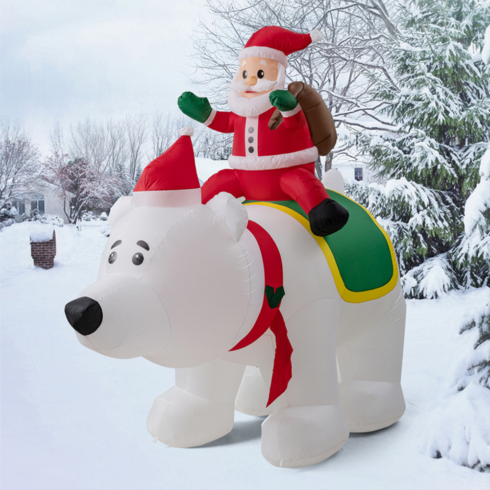 Christmas Inflatables Polar Bear Santa Claus Ride Blow Up Inflatables