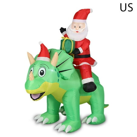 Christmas Inflatables Santa Ride on Dinosaur with LED Outdoor Christmas Dinosaur Inflatable,Blow Up Dinosaurs with Santa for Xmas Inflatable Outdoor Decor Xmas Party Garden Winter Dcor