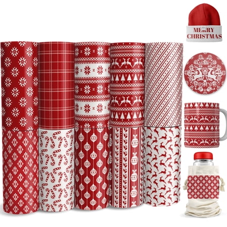 Christmas Infusible Transfer Ink Paper,10 Sheets Of 4.5 in x 12 In Sublimated Ink Plates,For DIY