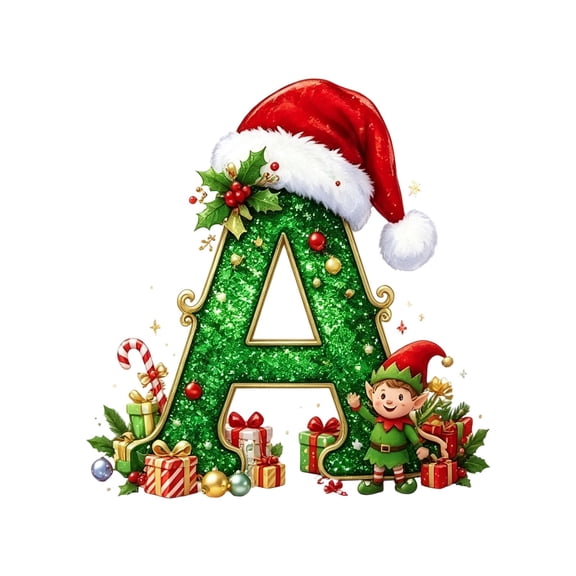 Christmas Initial Letter Acrylic Ornament, Elf Alphabet Christmas Tree Hanging Decor
