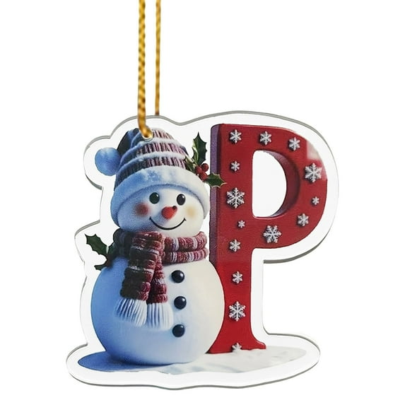 Christmas Initial Ornaments 26 Christmas Letter Decoration Snowman Acrylic Letter Ornament Alphabet Hanging Decor for Xmas Tree Party Holiday Decors