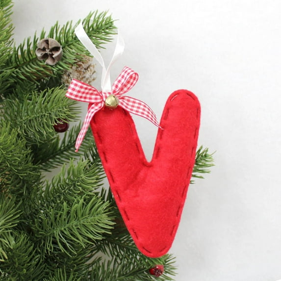 Christmas Initial Ornaments,26 Letters Christmas Tree Decoration Pendant Christmas Tree Ornaments Personalized DIY Christmas Ornaments Christmas Decoration Xmas Tree Hanging Decor Christmas,V
