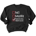 thumbnail image 1 of Christmas Innocent Until Proven Guilty Check Shirt Crewneck Sweatshirt, 3XL, Black, 1 of 6
