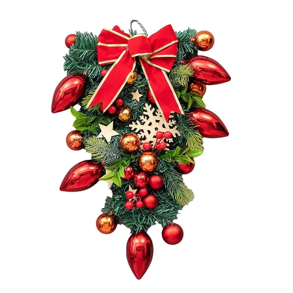 Christmas Inverted Tree Upside Down Artificial Christmas Trees Christmas Balls Rattan Wall Hanging