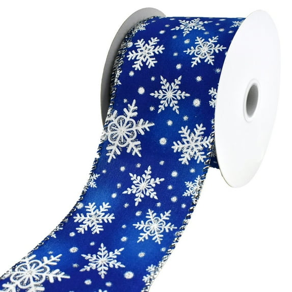 Christmas Iridescent Snowflakes Satin Wired Ribbon, 2-1/2-Inch, 10-Yard ...