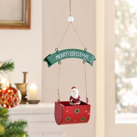 Christmas Iron Art Santa Claus Hanging, Vintage Metal Wall Sign Decor, Wrought Iron Mailbox Ornament for Door, Window, Tree, Home, Holiday Seasonal Display