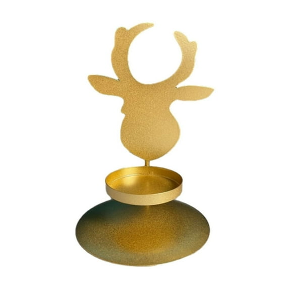 Christmas Iron Candle Holder – Gold Deer, Tree, Star, and Snowflake Design for Holiday Table Centerpiece, Fireplace, or Gift Decor