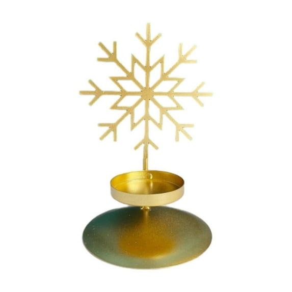 Christmas Iron Candle Holder – Gold Deer, Tree, Star, and Snowflake Design for Holiday Table Centerpiece, Fireplace, or Gift Decor