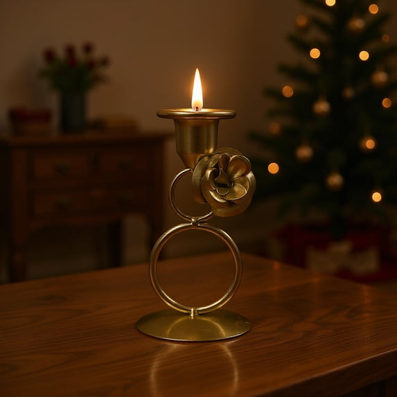 Christmas Iron Candlestick - Metal Taper Holder for Romantic Table Candlelight Dinner, Mini Holiday Centerpiece To Warm Up Winter Decor