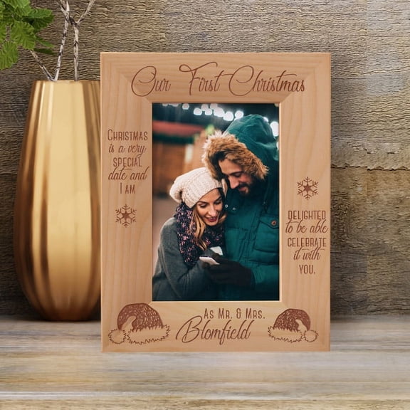 Christmas Is A Very Special Date Personalized Wooden Frame 4" x 6" Brown (Vertical)