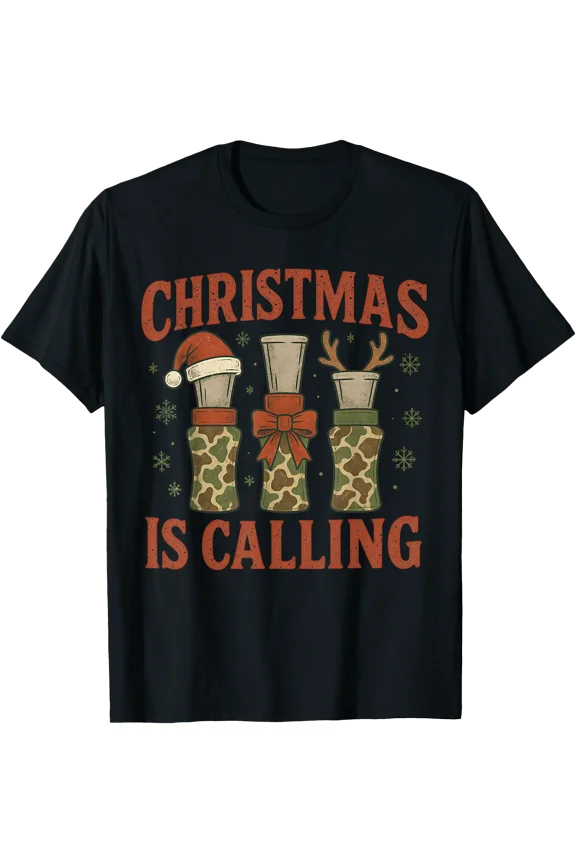 Christmas Is Calling Duck Hunting Camo Christmas Pajama T-Shirt