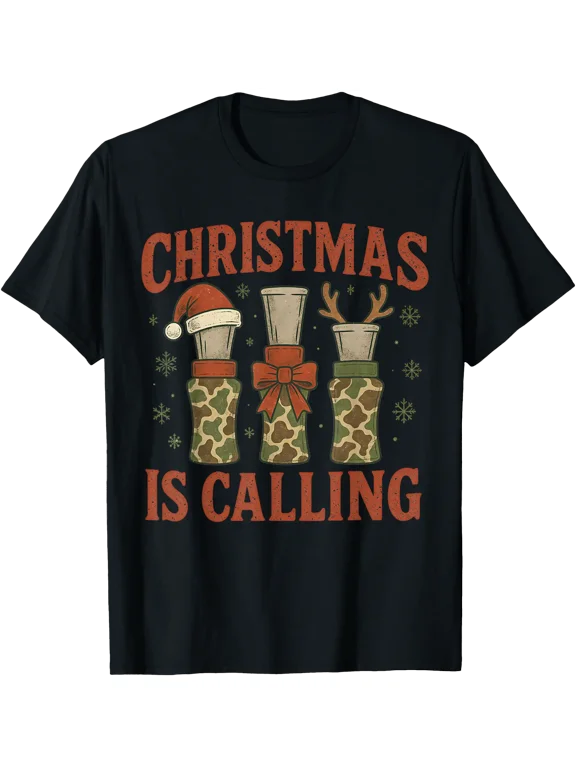 Christmas Is Calling Duck Hunting Camo Christmas Pajama T-Shirt