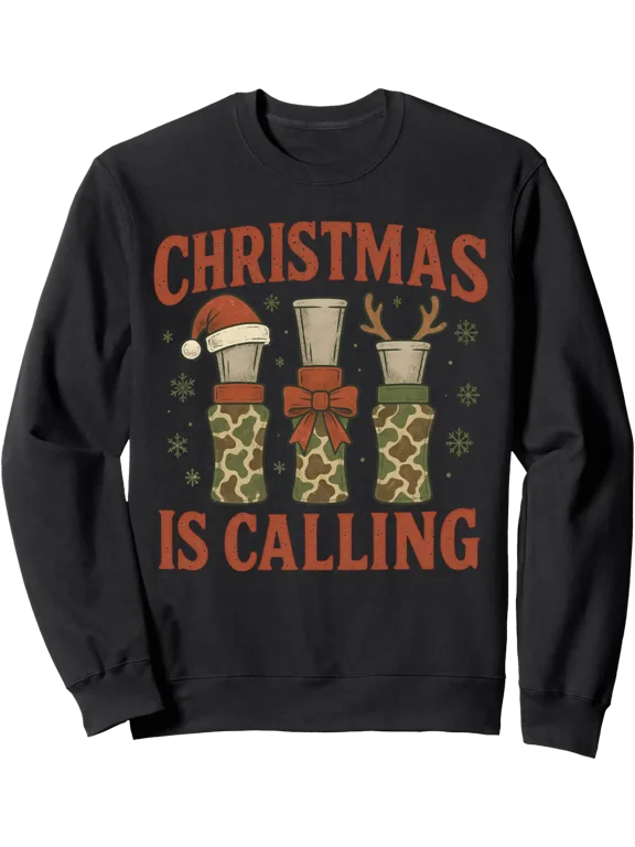 Christmas Is Calling Duck Hunting Camo Pajama Sweatshirt