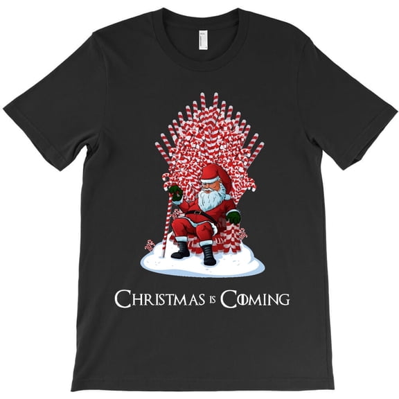 Christmas Is Coming Funny St. Nick's Candy Cane Throne Holiday Graphic - Must-Have, H8207 T-Shirt, for Men and Women, Up to Size 5XL