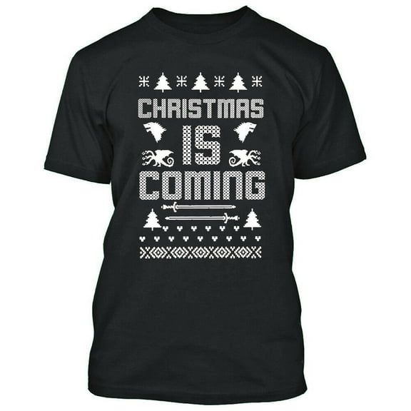 Christmas Is Coming Printed T-shirt Game Of Thrones Black Tee Small
