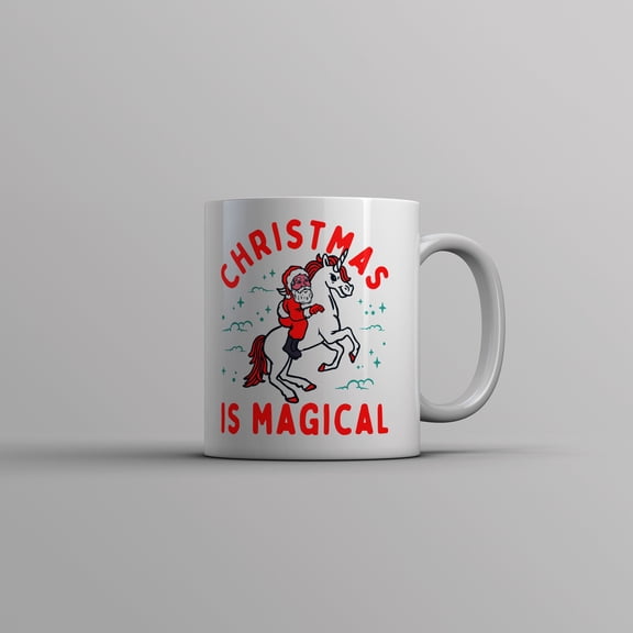 Christmas Is Magical Mug Funny Santa Claus Fantasy Unicorn Novelty Cup