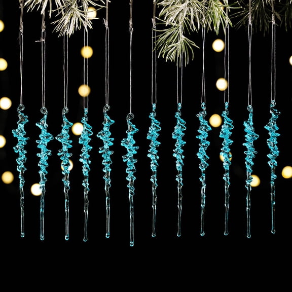Christmas Items ! Hilingoto Christmas Acrylic Icicle Ornament Set, 12-Piece Multi-Color Hanging Decor for Christmas Atmosphere (Sky Blue)