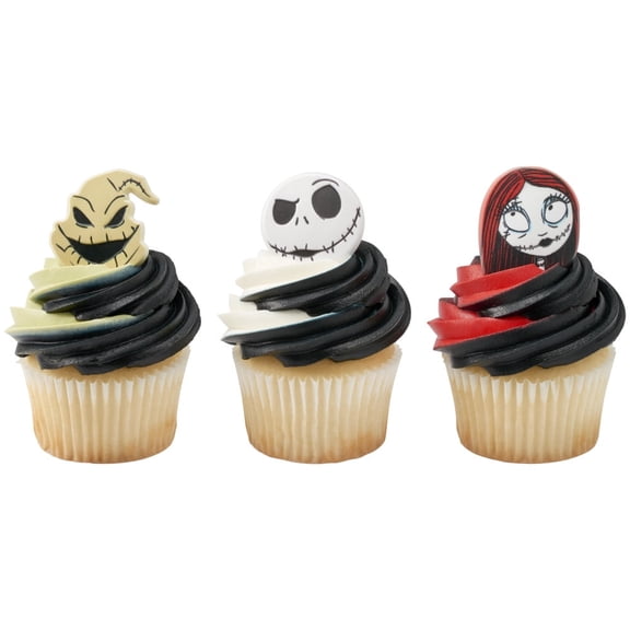Christmas Jack Skellington Sally Oogie Boogie Cupcake Rings  12 pcs Holiday Dessert Toppers