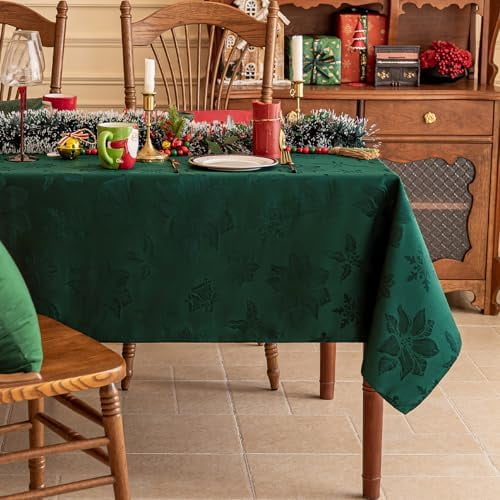 Christmas Jacquard Tablecloth, Winter Vintage Damask Rectangle Table ...