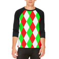thumbnail image 1 of Christmas Jester Harlequin Costume Mens Raglan T Shirt White-Black LG, 1 of 2