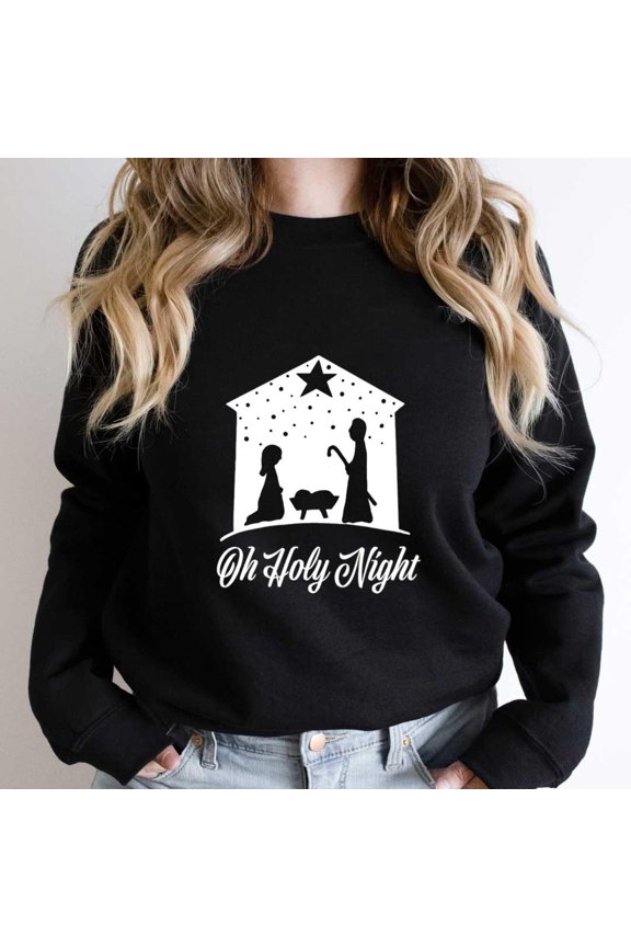 Christmas Jesus Mary Joseph Funny Oh Holy Night Religious Bible Graphic SW9920 Unisex Sweatshirt, Up to Size 5XL
