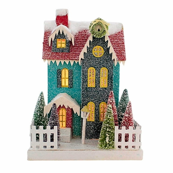 Christmas Jewel Tone House Paper Board Putz Christmas Village Lc0670 Red Door