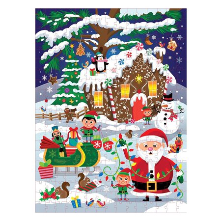 Christmas Jigsaw Puzzle - 300-Piece Large Holiday Winter Wonderland Puzzle Set, Christmas Tree, Snowman, Gingerbread House, for Kids and Adults, 27 x 36 inches
