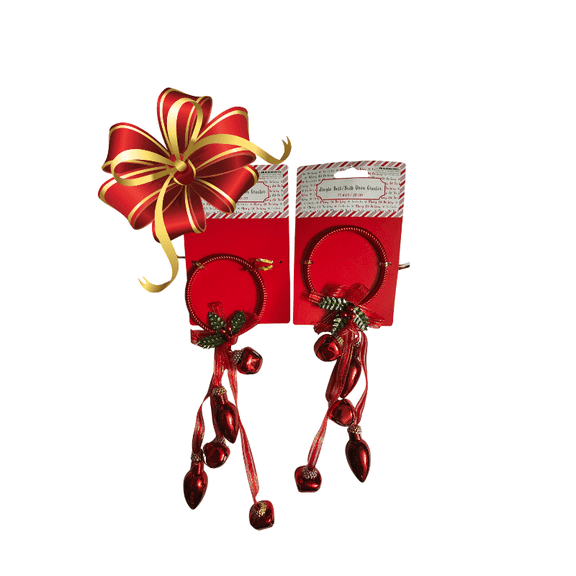 Christmas Jingle Bells Door Greeters / Door Hangers with Bells & Bulbs (Red)