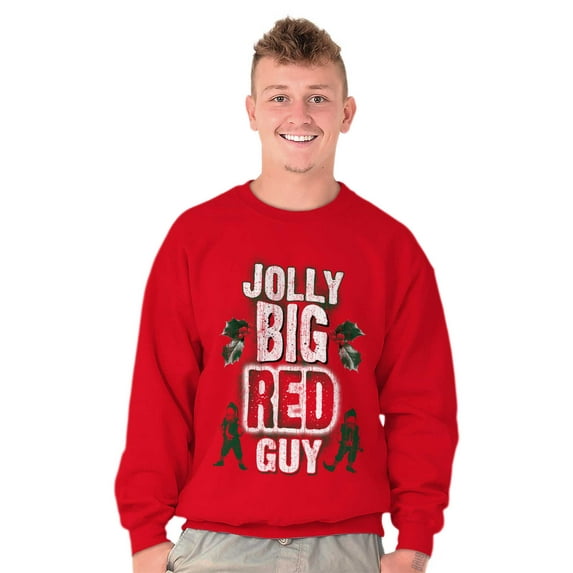 Christmas Jolly Big Red Guy Elves Men's Crewneck Sweatshirt Brisco Brands S