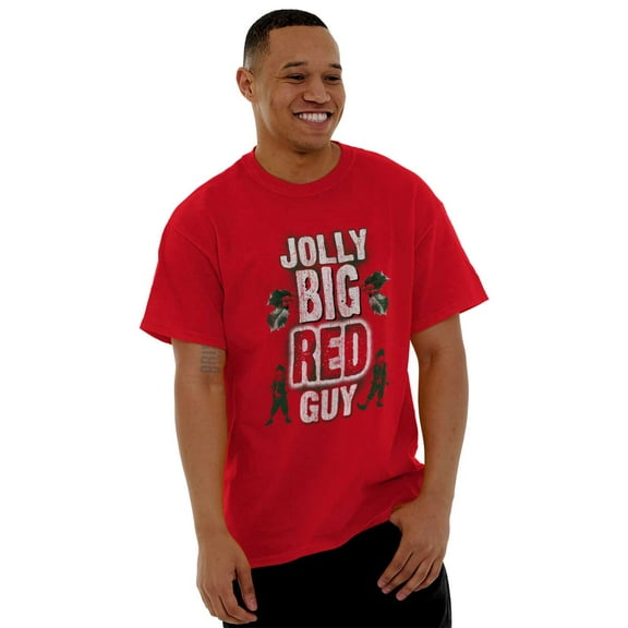 Christmas Jolly Big Red Guy Elves Men's Graphic T Shirt Tees Brisco Brands M