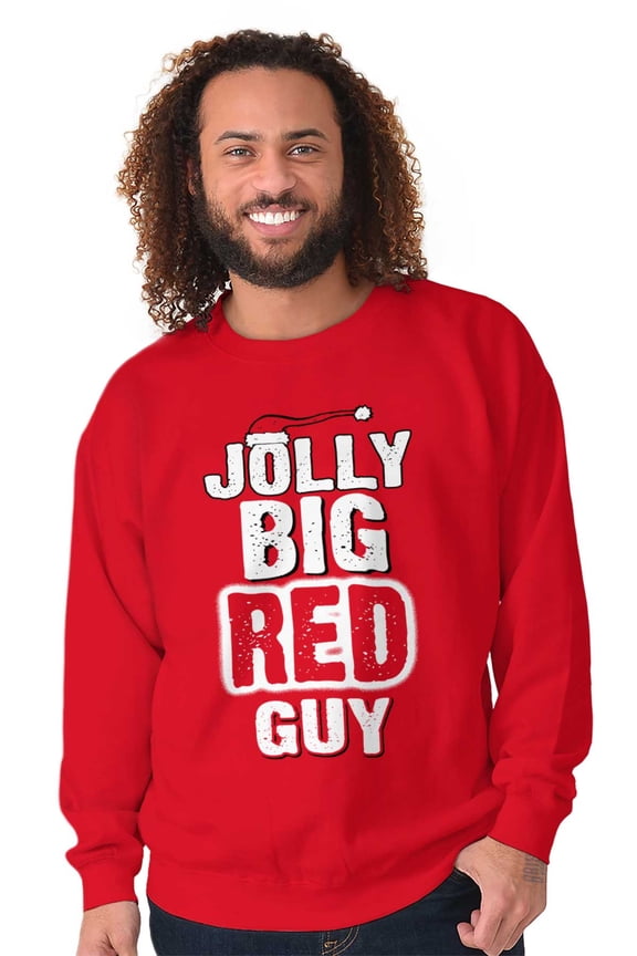 Christmas Jolly Big Red Guy Santa Men's Crewneck Sweatshirt Brisco Brands X