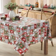 Christmas Jolly Holiday Candy Cane and Hot Cocoa 60 x 102 inch Rectangle Flannel Back Vinyl Tablecloth