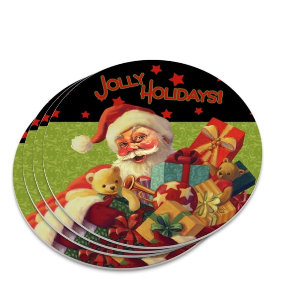 Christmas Jolly Holidays Santa Graphic Novelty Coaster Set